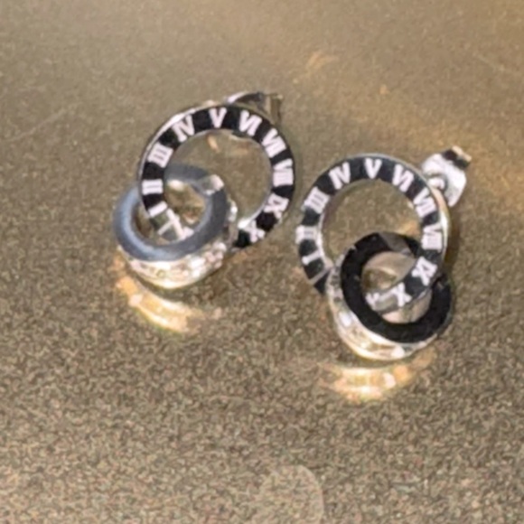 S Roman Numerals Zircon Earrings - Stainless Steel Fashion Never Fade Jewelry - Picture 5 of 7